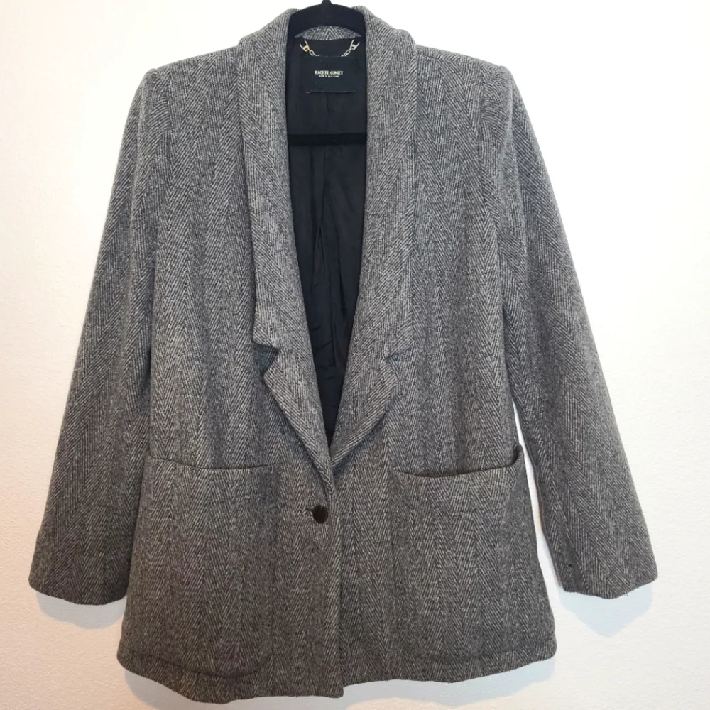Rachel Comey Loveless Wool Blend Herringbone Blazer Gray Size 4 - Picture 5 of 11